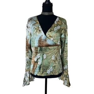 y2k  euro fairy Alberto Makali pleated butterfly sleeve babydoll top size l